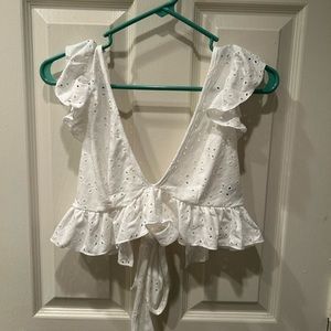 Shein White Eyelet Two-piece Set